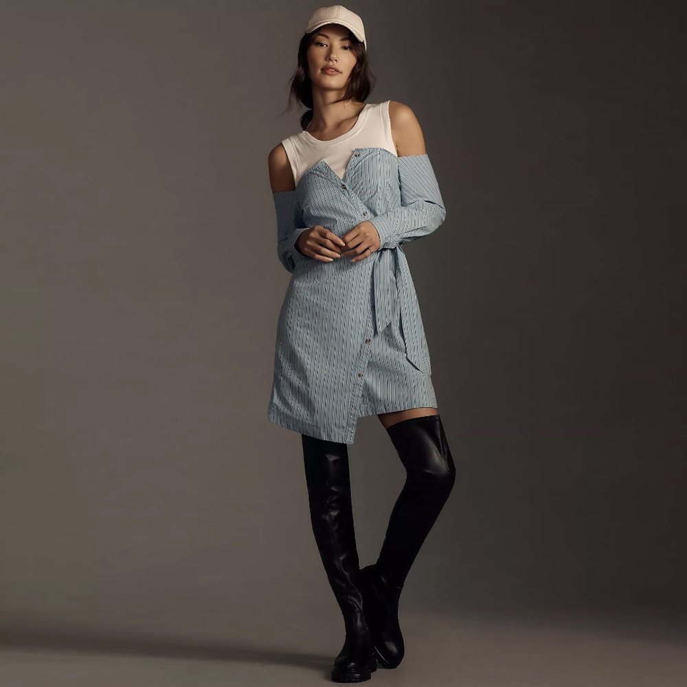 By Anthropologie Long-Sleeve Wrap Mini Dress